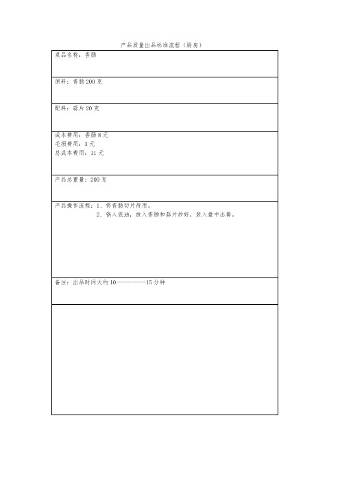 产品质量出品标准流程(厨房1)