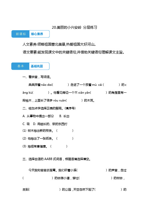 【核心素养】20美丽的小兴安岭 分层练习(含答案)