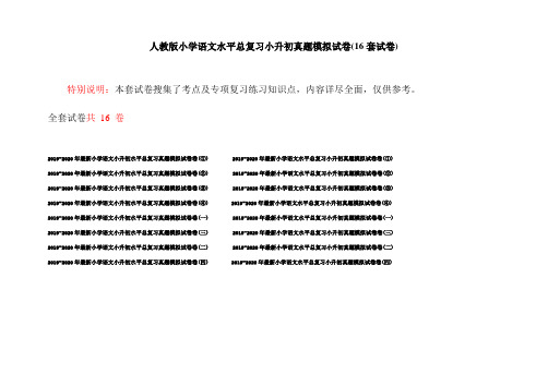 人教版小学语文水平总复习小升初真题模拟试卷(16套试卷)