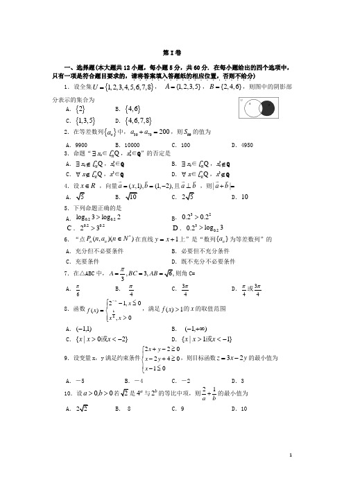 福建省福州八中高三数学第四次质检考试试题 文 新人教A版