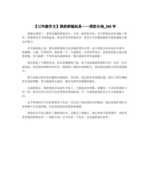 【三年级作文】我的拼装玩具——消防分局_300字