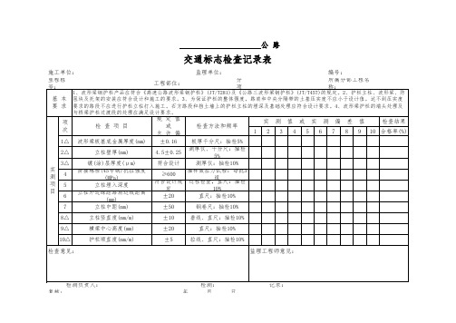 波形梁钢护栏检查记录表