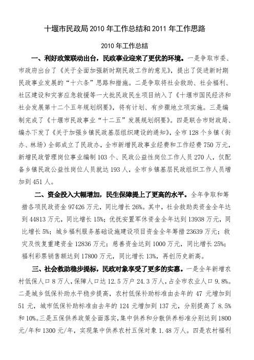 十堰市民政局年民政工作总结及X年工作计划字稿报省厅办公