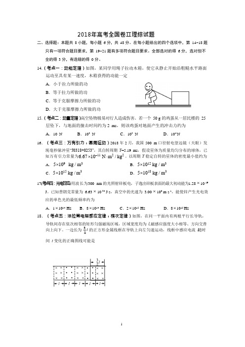 2018年高考全国二卷全国卷理综试题及答案(可编辑修改word版)