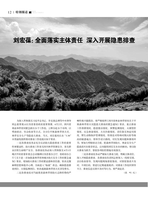 刘宏葆:全面落实主体责任深入开展隐患排查