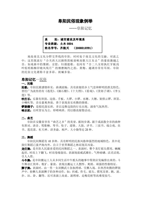 阜阳民俗现象例举