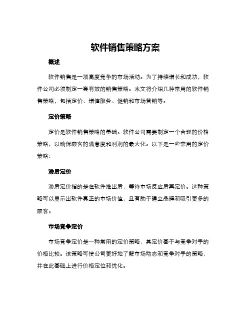 软件销售策略方案