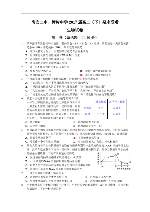 江西省樟树中学、高安市第二中学2015-2016学年高二下