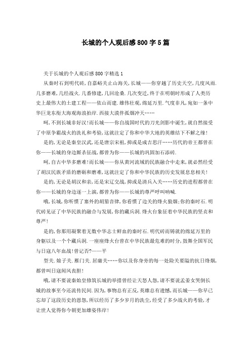 长城的个人观后感800字5篇