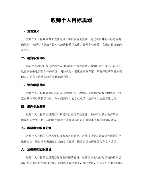 教师个人目标规划