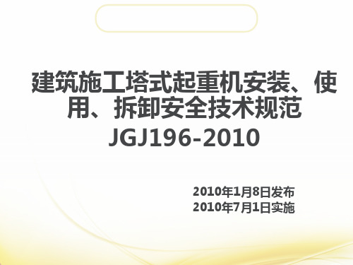 JGJ196-2010建筑施工塔式起重机安全技术规范解读讲义