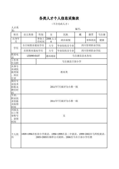 专业技术人员信息采集表