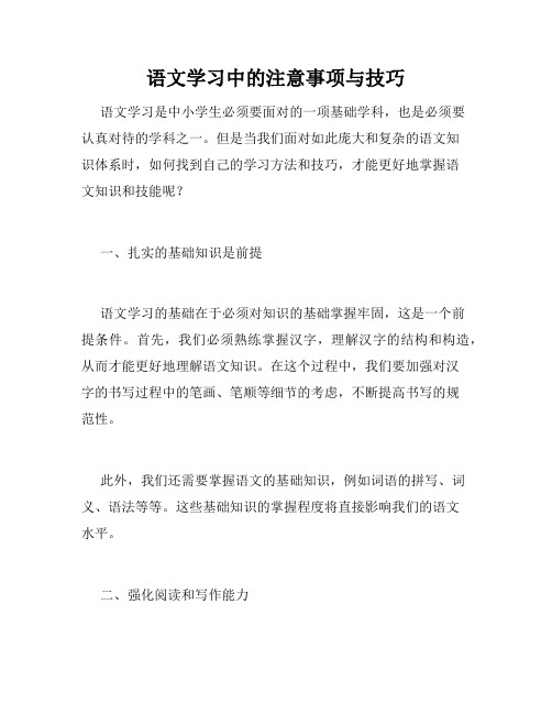 语文学习中的注意事项与技巧