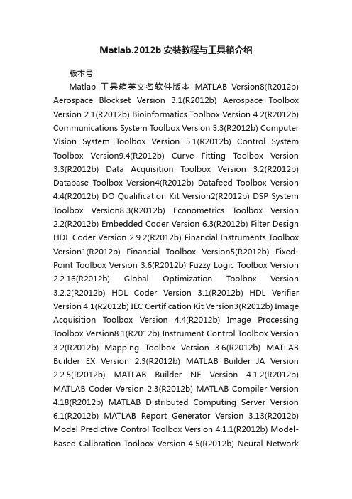 Matlab.2012b安装教程与工具箱介绍