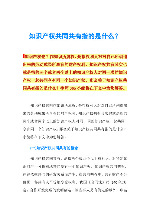 知识产权共同共有指的是什么？