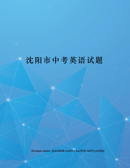 沈阳市中考英语试题修订稿