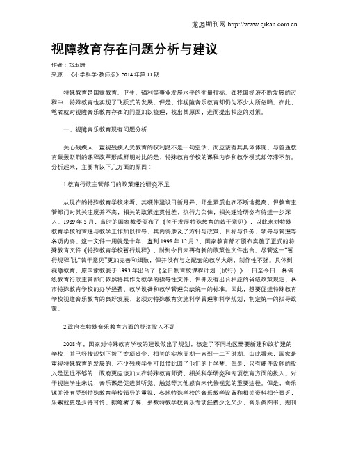 视障教育存在问题分析与建议