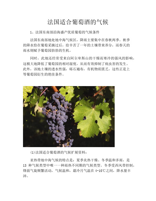 法国适合葡萄酒的气候