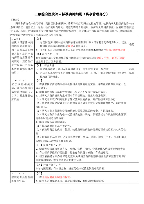 三级综合医院评审标准(药事管理)2011