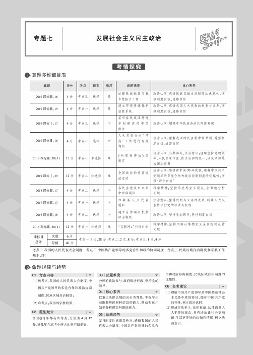 2020版《5年高考3年模拟》一轮复习政治专题七   发展社会主义民主政治