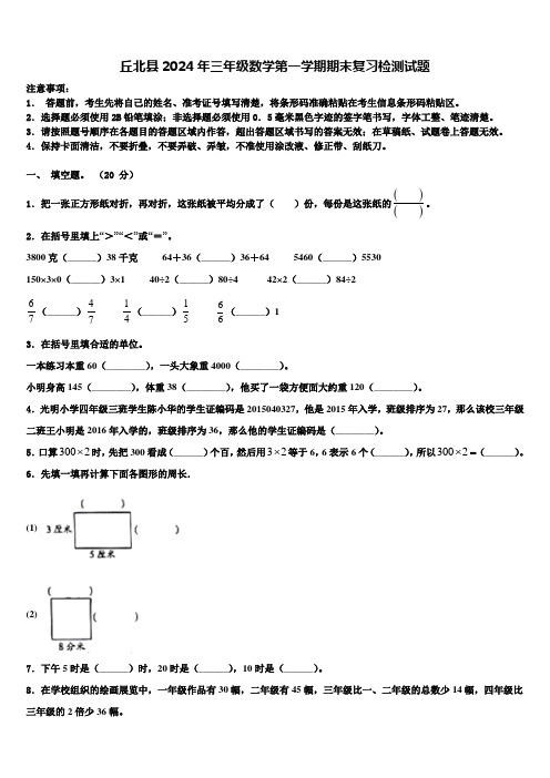 丘北县2024年三年级数学第一学期期末复习检测试题含解析