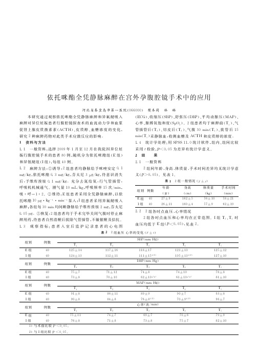 依托咪酯全凭静脉麻醉在宫外孕腹腔镜手术中的应用