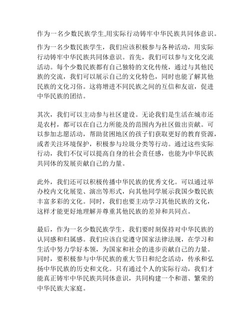 作为一名少数民族学生,用实际行动铸牢中华民族共同体意识。