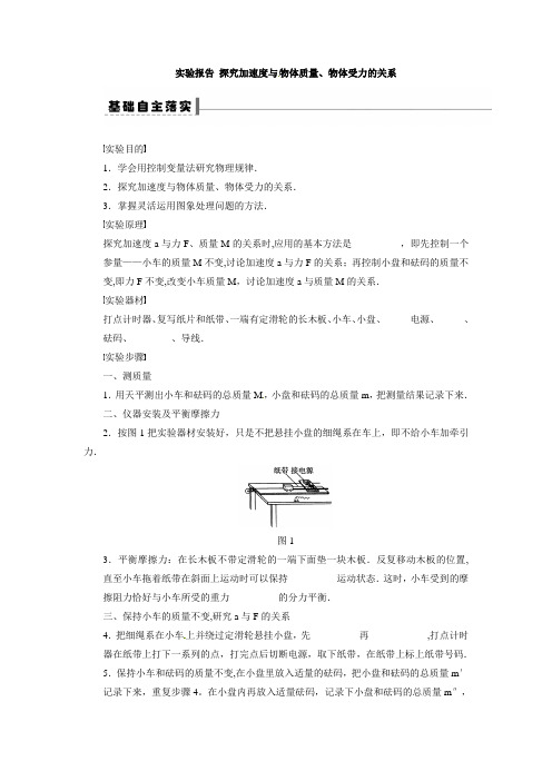 实验报告 探究加速度与力、质量的关系