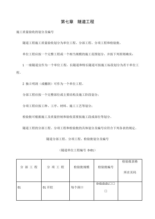 隧道资料表格