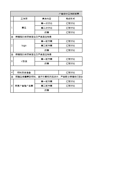 广告设计工作排期