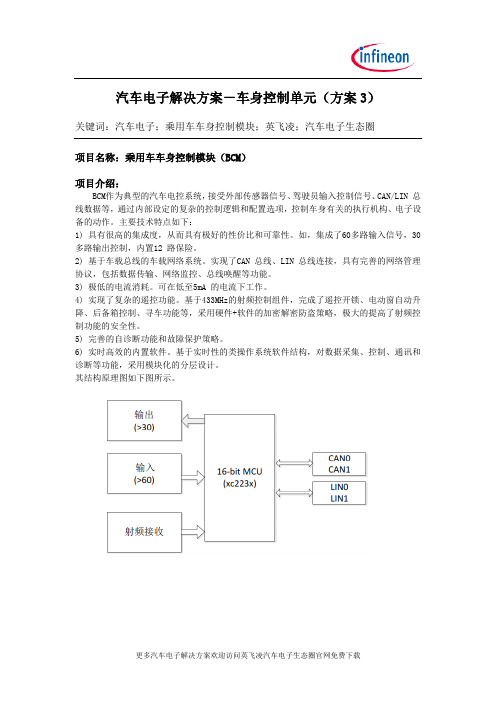 汽车电子乘用车车身控制模块系统方案3-汽车电子生态圈