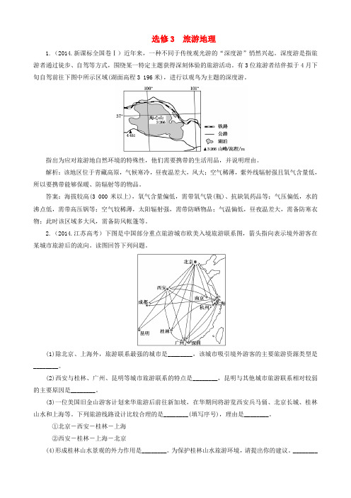 2016高考地理第一轮总复习 真题备选题库 旅游地理(选修3)解析