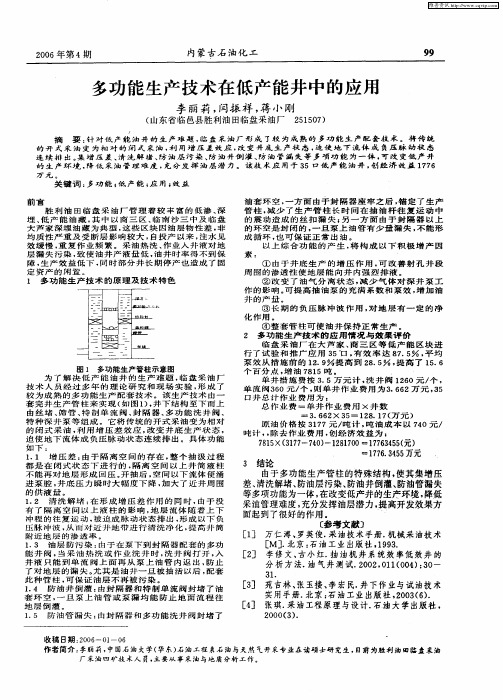 多功能生产技术在低产能井中的应用