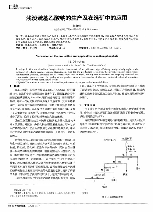 浅淡巯基乙酸钠的生产及在选矿中的应用