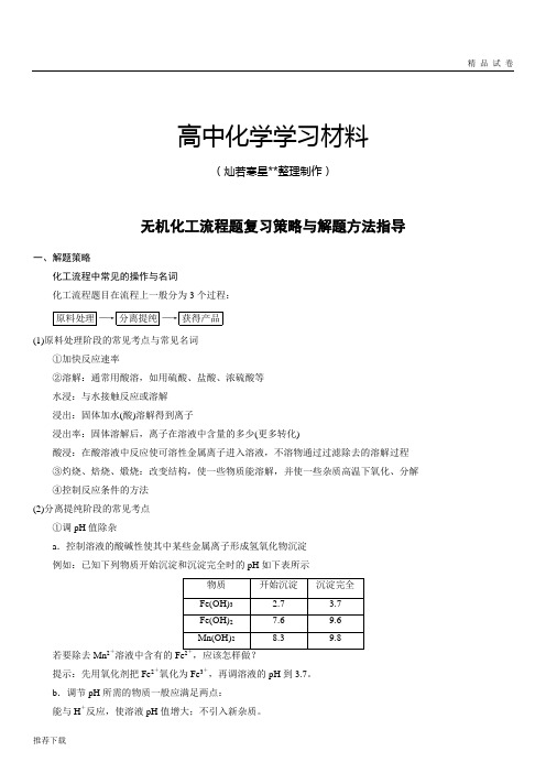 无机化工流程题复习策略与解题方法指导