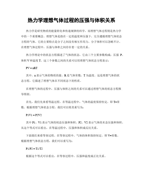 热力学理想气体过程的压强与体积关系