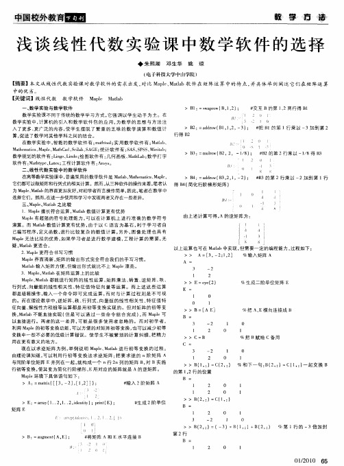 浅谈线性代数实验课中数学软件的选择