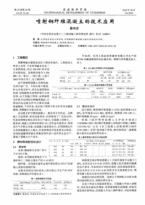 喷射钢纤维混凝土的技术应用