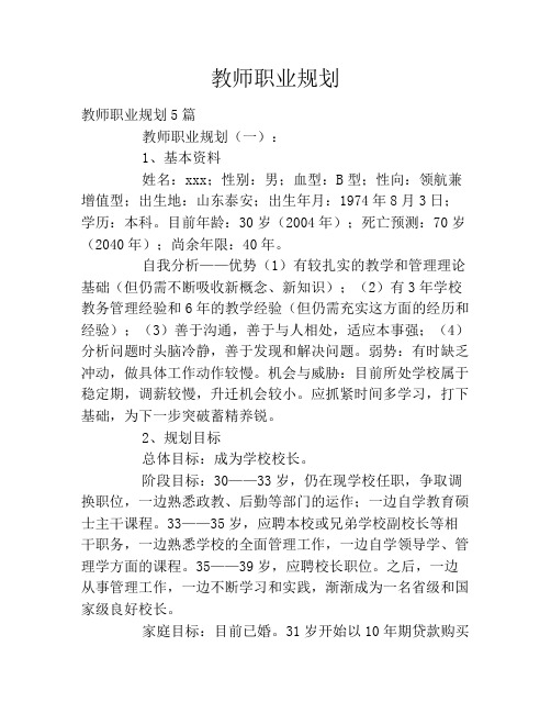 教师职业规划2020