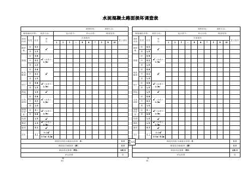 水泥混凝土路面损坏调查表