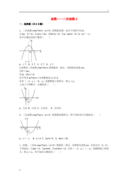 2020届中考数学总复习(17)二次函数-精练精析(2)及答案解析