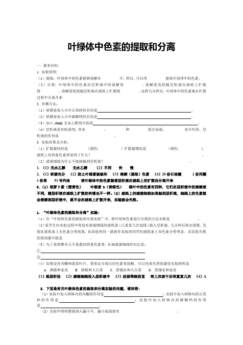 7------实验：叶绿体中色素的提取和分离