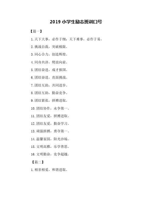 2019小学生励志班训口号