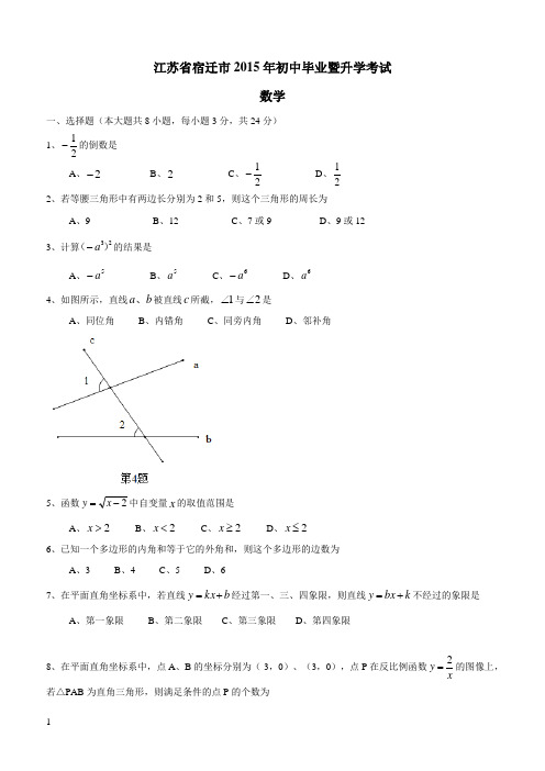 2015年中考数学试题(含答案解析) (8)