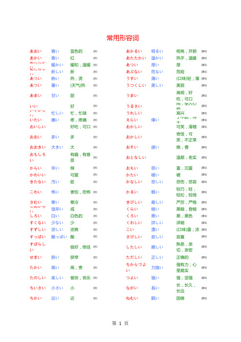 日语常用形容词