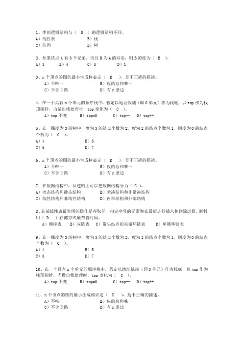 2013江西省数据结构与算法考试技巧、答题原则