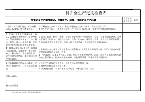 医院科室安全生产检查表