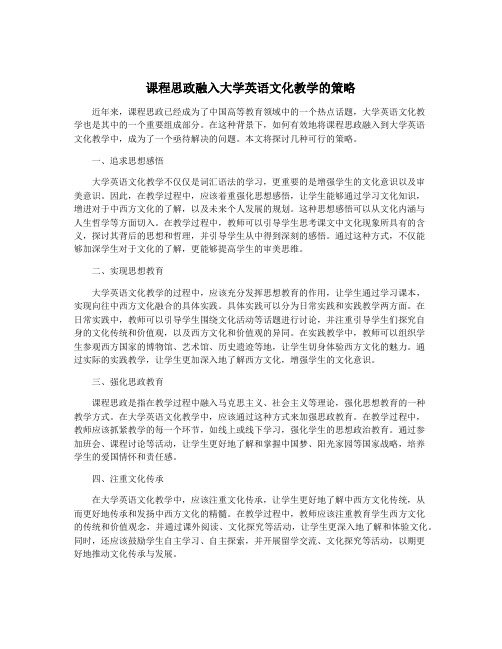 课程思政融入大学英语文化教学的策略