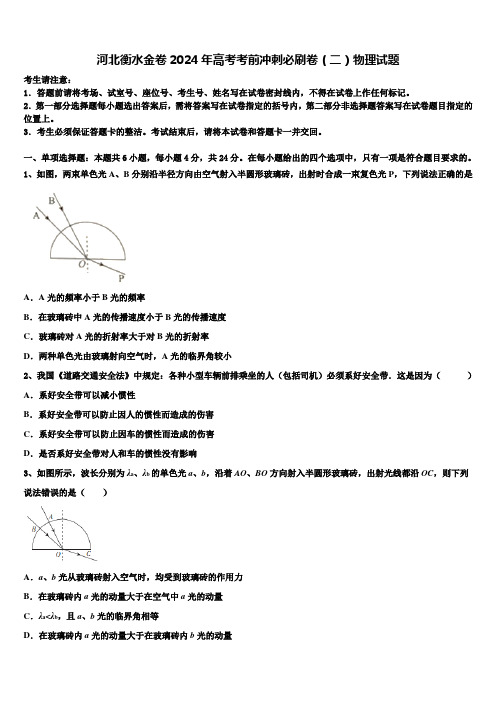 河北衡水金卷2024年高考考前冲刺必刷卷(二)物理试题