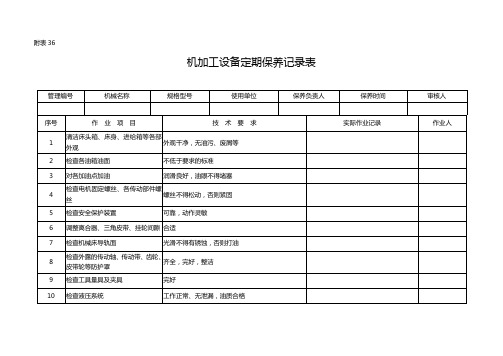 机加工设备定期保养记录表